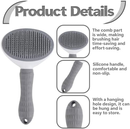 Cat Brush for Shedding & Grooming, Self-Cleaning Cat Slicker Brush with Push Button | Gentle Deshedding & Dematting Tool for Short & Long Hair Cats and Dogs | Massaging Pet Hair Remover for Loose Fur - Image 3