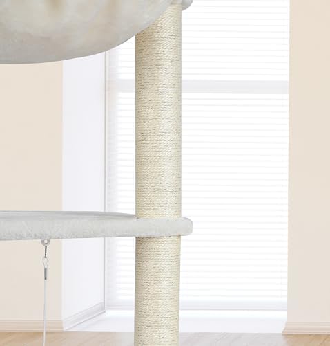 Wang Xin Four Layer Big Cat Tree with Huge Cat Condo and Two Hammocks Scratch Pad,Beige - Image 6