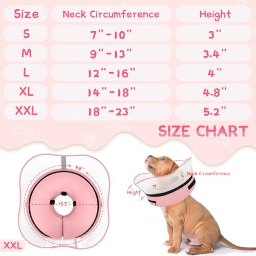 Supet Raised Inflatable Dog Cone Collar to Stop Licking, Soft Dog Cone Alternative After Surgery, Pet Neck Donut Collar for Small Medium Large Dogs - Image 6