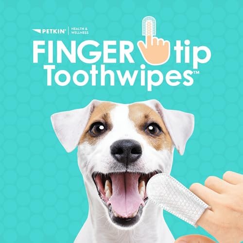 Petkin Fingertip Tooth Wipes for Dogs and Cats, 100 Finger Wipes - Slip-On, Snug Fit, Micro-Bristle Fabric - Cleans Teeth, Gums, Plaque & Tartar - Convenient, Ideal for Home and Travel - Fresh Mint - Image 2