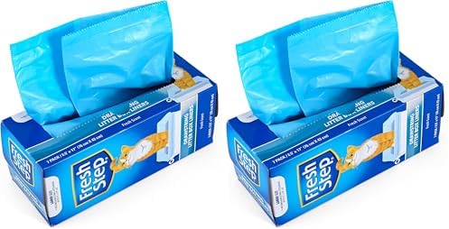 Fresh Step Drawstring Cat Litter Box Liners, Scented Heavy Duty Kitty Litter Bags for Large Oval or Rectangle Pans, Helps Contain Odor and Mess, Easy Lift Out Cleanup, 30 x 17 in, 7 Count (Pack of 2) by FreshStep