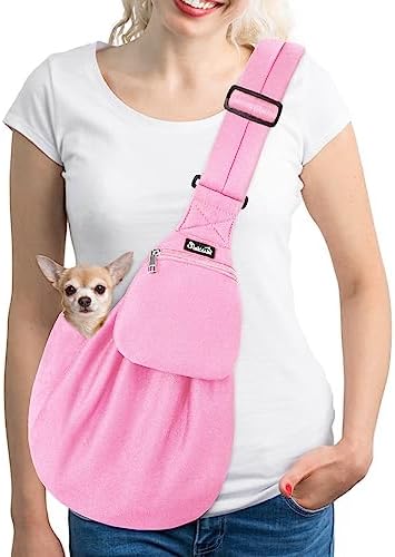 SlowTon Dog Carrier Sling - Thick Padded Shoulder Strap Adjustable, PI, S by SlowTon
