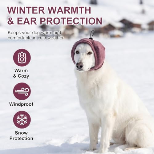 Quiet Ears for Dogs | Ear Muffs for Dog | Adjustable Ear Covers for Noise | No Shake Dog Head Wrap Dog Calming Hood for Thunder Fireworks Fabric and Thickened Soundproof Cotton(Marroon/22,L) - Image 4