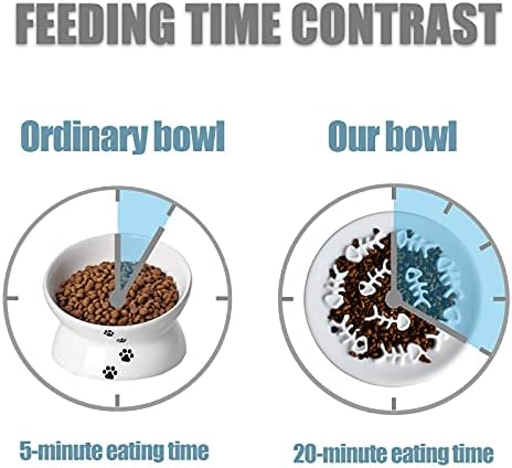 Lorde Slow Feeder Cat Bowls, Ceramic Fun Slow Feed Interactive Bloat Stop Puzzle Cat Bowl Healthy Eating Diet Pet Dog Slow Feeding Bowls… (Fish Bone) - Image 2