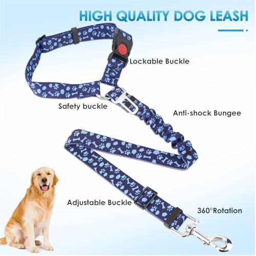 Lukovee Dog Seat Belt, 2 Pack, 3-in-1 Headrest & Seatbelt Clip & Latch - Image 2