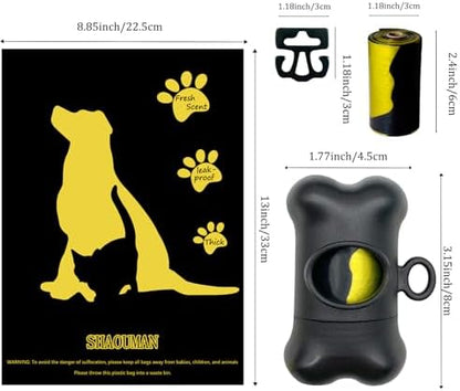 Bone Shaped Dog Waste Bag Dispenser with Leakproof Bags, 2 Holders, 30 Bags, Black - Image 4