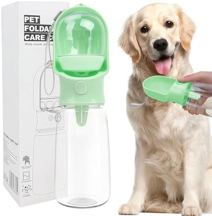 Green Large Portable Dog Water Bottle(17oz) with Food Container by Histotree