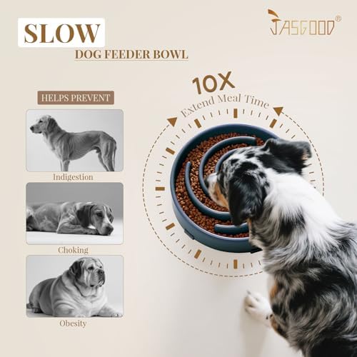 JASGOOD Slow Feeder Dogs Bowl for Large Medium Dogs,Anti-Gulping Pet Slower Food Feeding Bowls Stop Bloat,Preventing Choking Healthy Design Dogs Bowl - Image 3