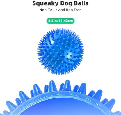 4 Pack 4.5” Squeaky Dog Balls for Large and Medium Dogs, Spiky Dog Toy Balls for Aggressive Chewers - Image 2