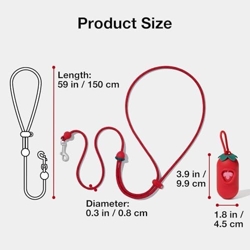 VETRESKA Crossbody Hands Free Dog Leash, 5FT Adjustable Leash (Strawberry) - Image 7