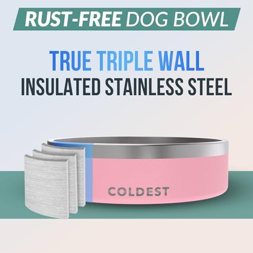 Coldest Dog Bowl - Anti Rust Metal, Non Slip, 3 Layers Insulated Stainless Steel Dog Bowls - Spill Proof & Heavy Duty - Water Bowl for Dogs, Cats & Pets, Dish Washer Safe (42 oz,Cotton Candy Pink) - Image 3