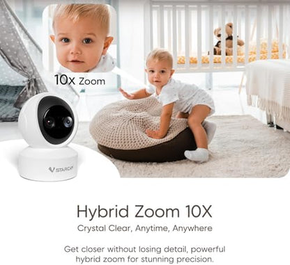 VSTARCAM Dual Lens Indoor Security Camera, 2K QHD with 10X Zomm, 360° Pan-Tilt 2.4GHz with Color Night Vision, Motion Detection, Real-time Alerts, 2-Way Audio, Cloud & SD Card Storage(up to 256GB) - Image 4