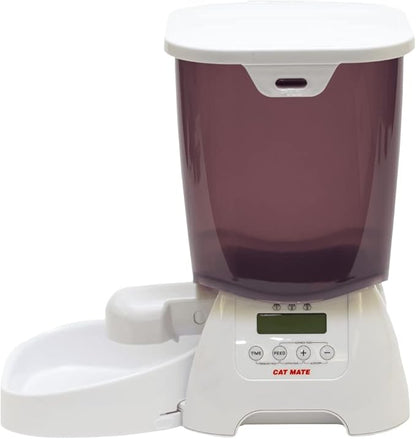 Cat Mate C3000 Automatic 3 Meal Pet Feeder with Digital Timer (347) - for Cats and Small Dogs, Suitable for Dry Pet Food, 6.61 lb Hopper, White
