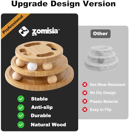ZOMISIA Cat Ball Track Toy with Puzzle Top, Wooden Cat Toys for Indoor Cats - Image 5