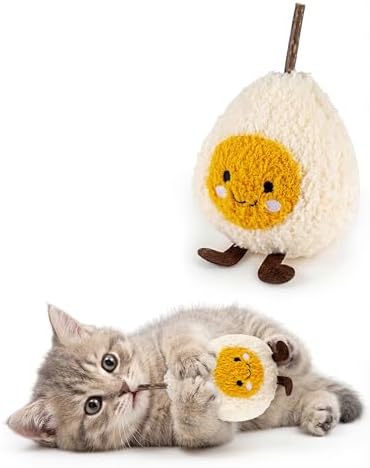 Cat Plush Toy [6000mg A+ Natural Catnip & Silvervine] with Teething Stick by Petelligent