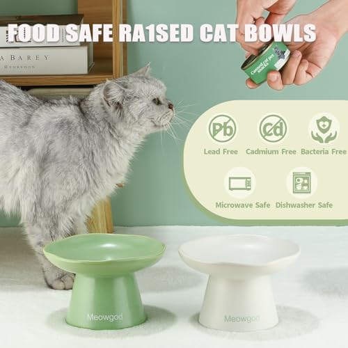 Elevated Cat Bowls,Wide Shallow 6.1" Ceramic Raised Bowls Anti Vomiting,Elevated Bowl Perfect for Flat Faced Cats,Stress Free,Reliefs Fatigue,Cat Dishes for Dry Food and Wet Food - Image 6