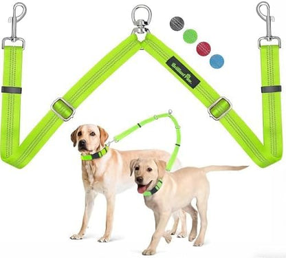 Double Dog Leash Coupler, No Tangle 360° Swivel Adjustable Reflective Dog Leash Splitter for 2 Dogs, Heavy Duty Shock Absorbing Bungee Lead Extension for Small Medium Large Dogs by BrilliantPaw