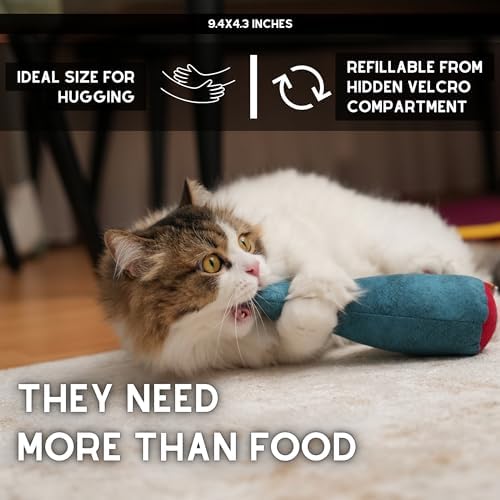 pawdaz Big Fish Cat Kicker Toy - Refillable Catnip Matatabi Silvervine Filled and Help Relief Anxiety - Kitten Catnip Essentials Treats Supplies Large Interactive Chew for Indoor Cat (Blue) - Image 2