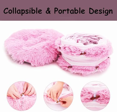 Cat Bed Tunnel Tube Toy Pink Plush - Image 4