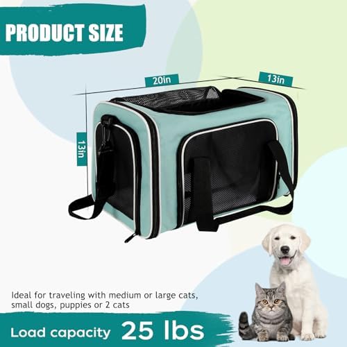 Top tasta Dog Cat Carrier Pet Carriers for Small Medium Large Cats Dogs Carrier Soft Sided Small Puppy Dog Carrier Portable Foldable Airline Approved Dog Cat Travel Carrier Green Large - Image 2
