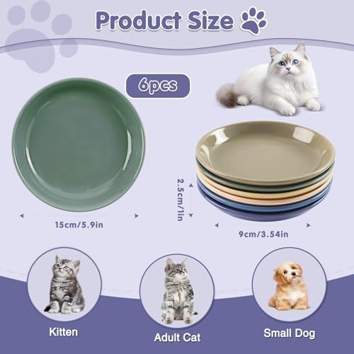 6 Pack Cat Food Bowl, Ceramic Cat Bowls, Anti Whisker Fatigue Cats Bowl Set - Image 2