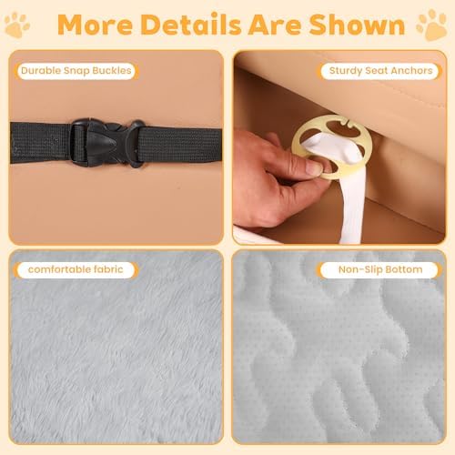Dog Car Seat Cover, Waterproof Plush Pet Seat Protector, Gray, Front Seat - Image 5
