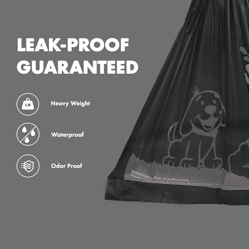 GORILLA SUPPLY Dog Poop Waste Bags with Dispenser and Leash Tie, 9" x 13", Black, 1000 Count - Image 5
