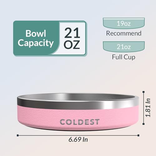 Coldest Dog Bowl - Anti Rust Metal, Non Slip, 3 Layers Insulated Stainless Steel Dog Bowls - Spill Proof & Heavy Duty - Water Bowl for Dogs, Cats & Pets, Dish Washer Safe (21 oz,Cotton Candy Pink) - Image 4