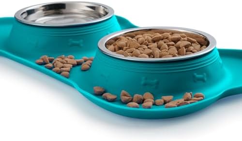 Hubulk Pet Dog Bowls 2 Stainless Steel Dog Bowl with No Spill Non-Skid Silicone Mat + Pet Food Scoop Water and Food Feeder Bowls for Feeding Small Medium Large Dogs Cats Puppies (Extra Large, Green) - Image 5