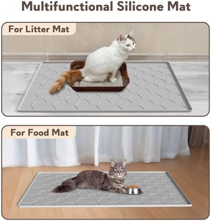 Garoopion Silicone Cat Litter Mat Large 40" X 28", Easy to Clean, Gray - Image 6