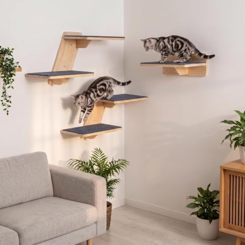 FlyonSea Large Cat Wall Shelves, Solid Wood Wall Mounted Cat Climbing Perch - Image 5