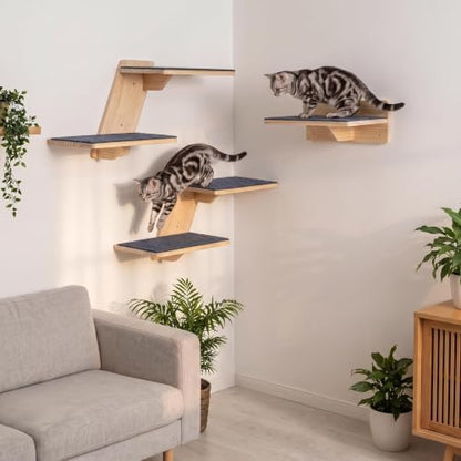 FlyonSea Large Cat Wall Shelves, Solid Wood Wall Mounted Cat Climbing Perch - Image 5