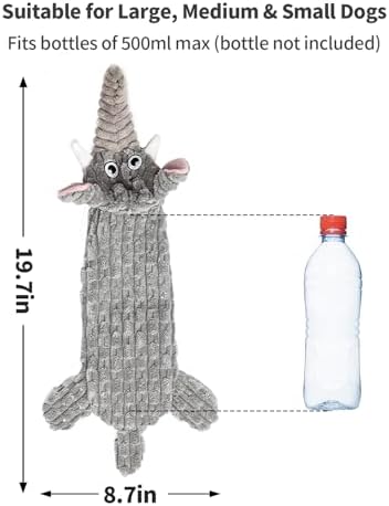 Dog Toys, Squeaky Plush No Stuffing Crinkle Dog Toy for Small Medium Large Dogs, Interactive Puppy Teething Water Bottle Dog Chew Toy (Elephant) - Image 5