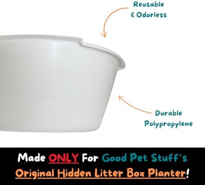 Good Pet Stuff, Litter Box Liner Tray for The Original Hidden Litter Box Planter, Reusable Litter Tray, Easy to Clean, Odorless, Sustainable, Durable, Round, White Litter Box Liner - Image 4