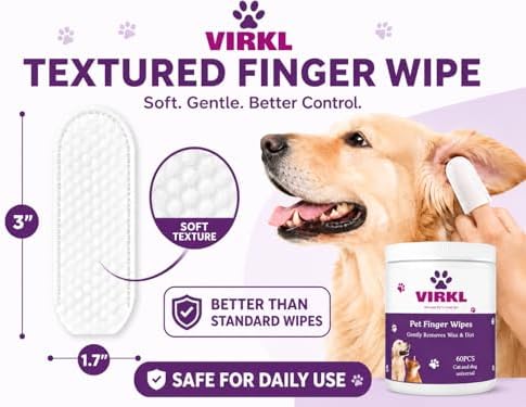 Pet Finger Wipes for Dogs & Cats – Ear, Eye and Teeth Cleaning Wipes – Alcohol-Free, Fragrance-Free, Plant-Based Grooming Wipes for Sensitive Pets – 60 Count - Image 6