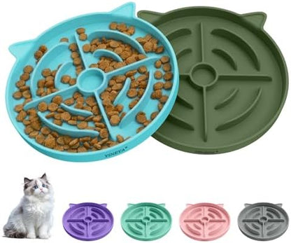 YINEYA 2 Pcs Silicone Slow Feeder Cat Bowl, Cat Slow Feeder for Food Training, Interactive Puzzle Bowls for Puppy, Kitten Dishes to Prevent Overeating, Treat Toys Suitable for Dry and Wet Food by YINEYA