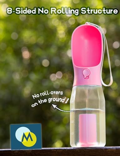 Portable Water Bottle for Dogs, 3 in 1 Pet Travel Bowl Dispenser with Food Treat Container & Poop Bag Holder, Summer Outdoor Walking Hiking Accessories for Large Dog On The Go - Pink, 20oz - Image 3