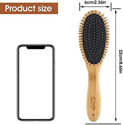 Molain Dog Grooming Brush - 20mm Stainless Steel Round Pins, Bamboo Handle, No Scratch Brush for All Hair Types (1Pc) - Image 4