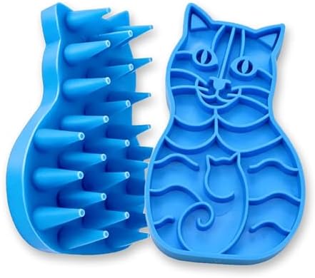 Pet Bath & Massage Brush,Pet Grooming Brush,Soft Rubber Scrubber for Brushing,Massaging,Bathing,Shampooing and Reducing Hairballs (Blue, Style 1) by Zdxftc