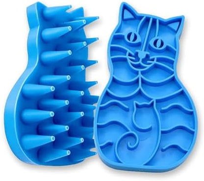 Pet Bath & Massage Brush,Pet Grooming Brush,Soft Rubber Scrubber for Brushing,Massaging,Bathing,Shampooing and Reducing Hairballs (Blue, Style 1) by Zdxftc