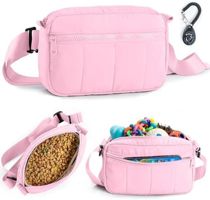 Fashion Dog Treat Pouch with Clicker Stylish Crossbody Dog Walking Bag, 3-in-1 Dog Training Treat Pouch with Removable Waterproof Liner, Treat Holder Waist Bag for Puppy Training & Daily Walks by CLAWIST