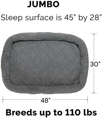 Furhaven Dog Bed for Large Dogs, 100% Washable, Sized to Fit Crates - Sherpa Fleece Bolster Crate Pad - Gray, Jumbo/XXL - Image 2