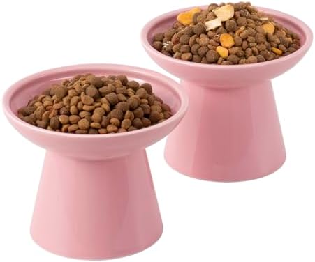 CEEFU 2-Pack Extra Wide Elevated Ceramic 6.2" Shallow Cat Food Bowls by CEEFU