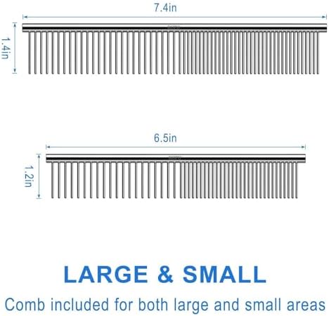 CWXZSTM Pet Steel Combs Dog Cat Comb Tool for Removing Matted Fur - Pet Dematting Comb with Rounded Teeth and Non-Slip Grip Handle - Prevents Knots and Mats for Long and Short Haired Pets,6.5IN/7.4IN - Image 3