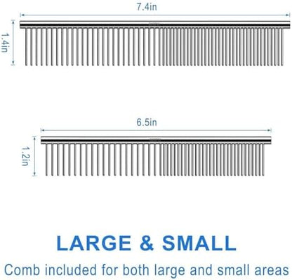 CWXZSTM Pet Steel Combs Dog Cat Comb Tool for Removing Matted Fur - Pet Dematting Comb with Rounded Teeth and Non-Slip Grip Handle - Prevents Knots and Mats for Long and Short Haired Pets,6.5IN/7.4IN - Image 3