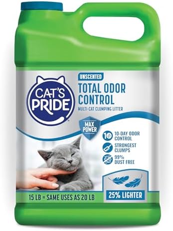 Cat's Pride Total Odor Control, Max Power, Clumping Litter Unscented 15lb by CatsPride
