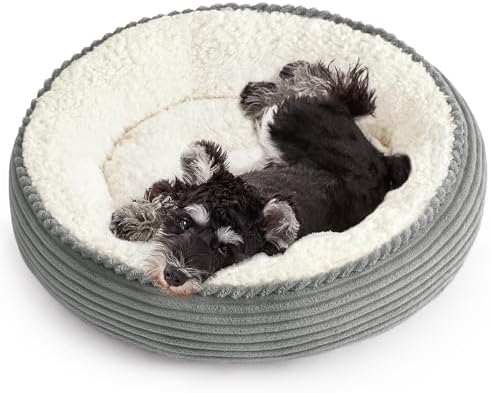 Love's cabin Round Donut Cat and Dog Cushion Bed, 24in Pet Bed for Small or Medium Dogs, Anti-Slip & Water-Resistant Bottom, Soft Durable Fabric Pet Beds, Washable Calming Cat Bed Light Grey by Lovescabin