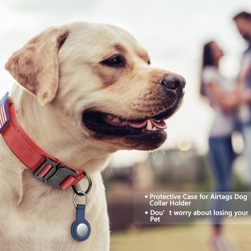 DAGANXI Tactical Dog Collar, Adjustable Military Training Nylon Dog Collar with Control Handle and Heavy Metal Buckle for Medium and Large Dogs, with Patches and Airtags Case (Red, XL) - Image 2