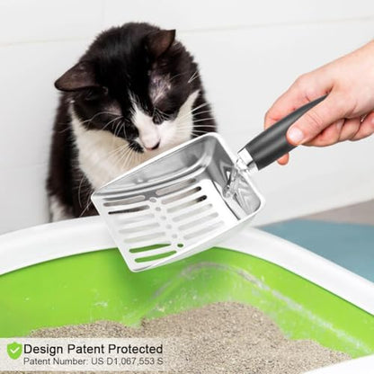 Cat Litter Scoop - Stainless Steel Metal Cat Litter Scoop-Kitty Metal Scooper-Sturdy Mesh Scooper - Mesh Shovel-Easy to Clean - Suitable for Cat Litter Box - Light Black - Image 6