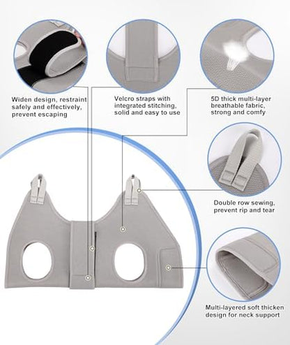 Kkiimatt Dog Grooming Hammock Harness, M-Large Dog Hammock for Nail Trim, Gray Dog Restraint for Nail Clipping,Dog Grooming Sling Thick Neck Support - Image 5